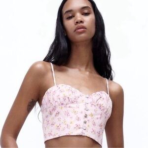 Zara Floral Pink Crop Top